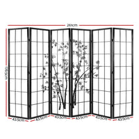 Renata 6 Panel Room Divider Screen Privacy Dividers Pine Wood Stand Black White - Notbrand