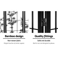 Renata 4 Panel Room Divider Screen Privacy Dividers Pine Wood Stand Shoji Bamboo Black White - Notbrand