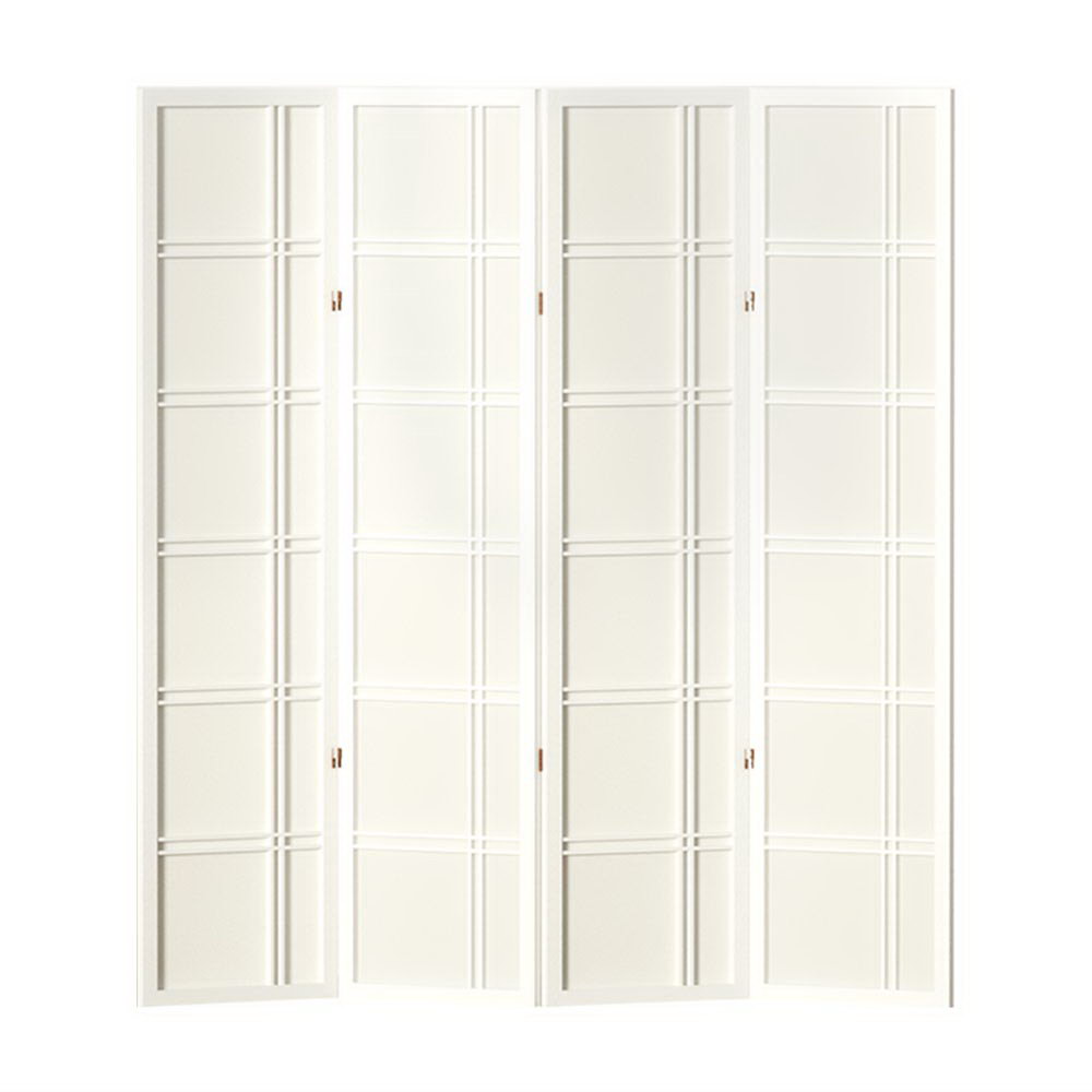 Artiss 4 Panel Room Divider in Wood - Nova White - Notbrand