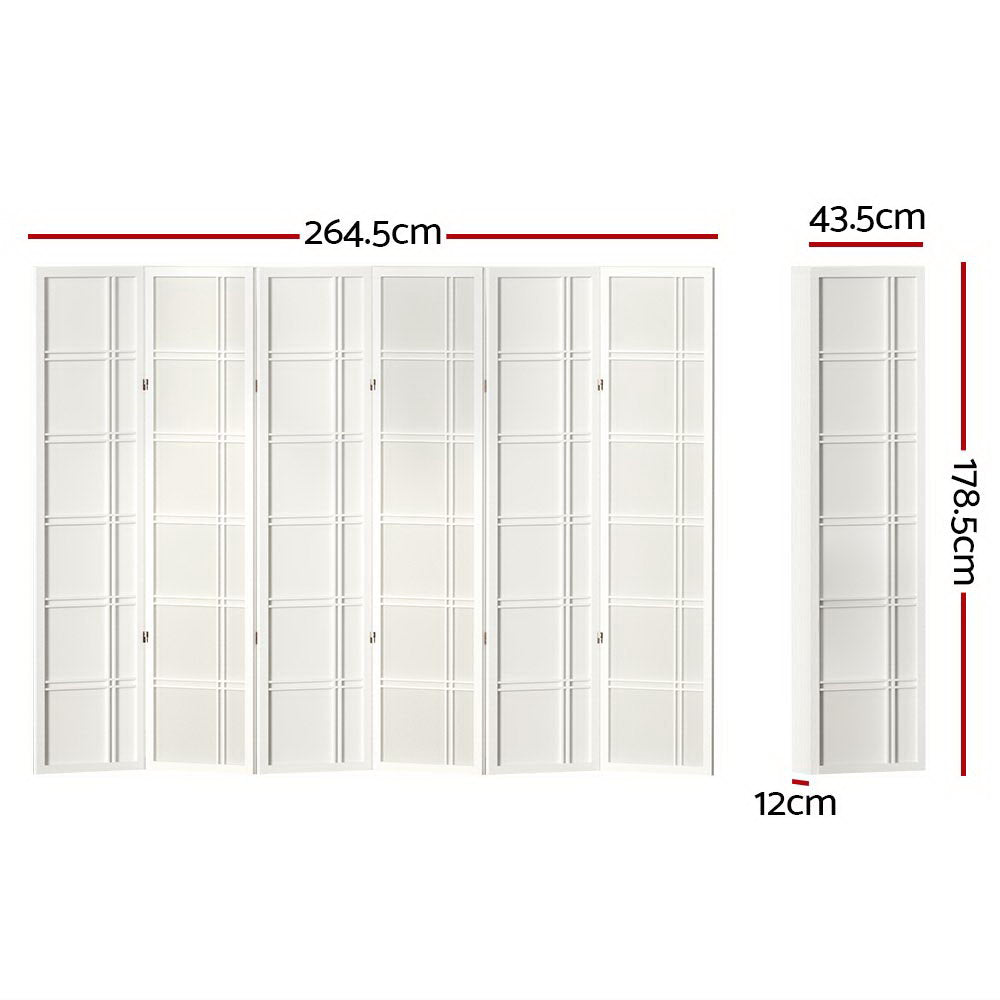 Artiss 6 Panel Room Divider in Wood - Nova White - Notbrand