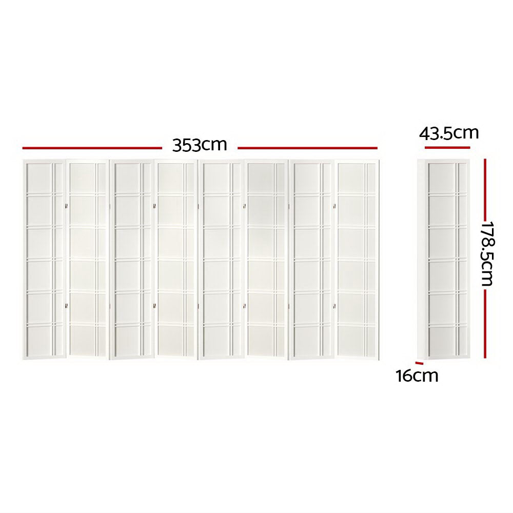 Artiss 8 Panel Room Divider in Wood - Nova White - Notbrand