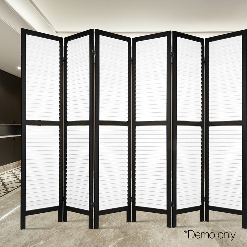 Cosmas 6 Panel Wooden Room Divider - Black - Notbrand