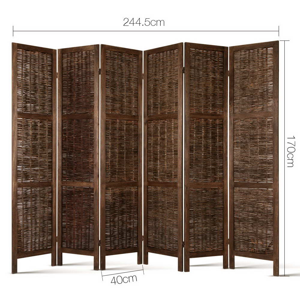 Kedron 6 Panel Foldable Wooden Room Divider - Brown - Notbrand