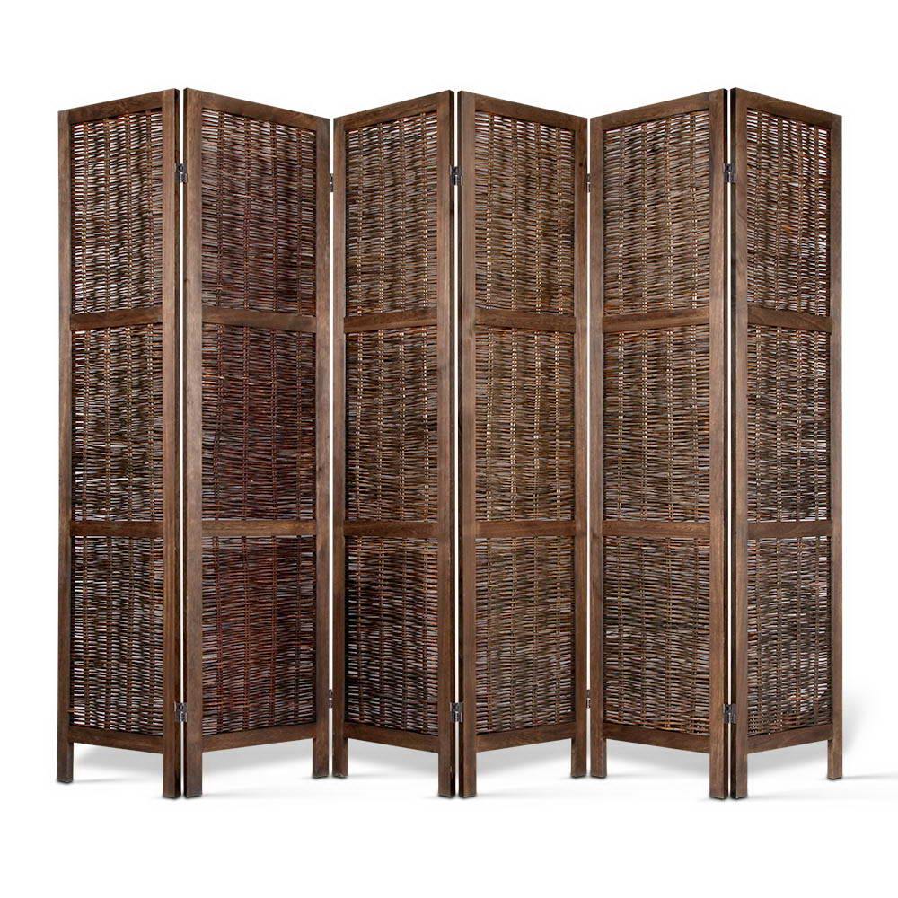 Kedron 6 Panel Foldable Wooden Room Divider - Brown - Notbrand