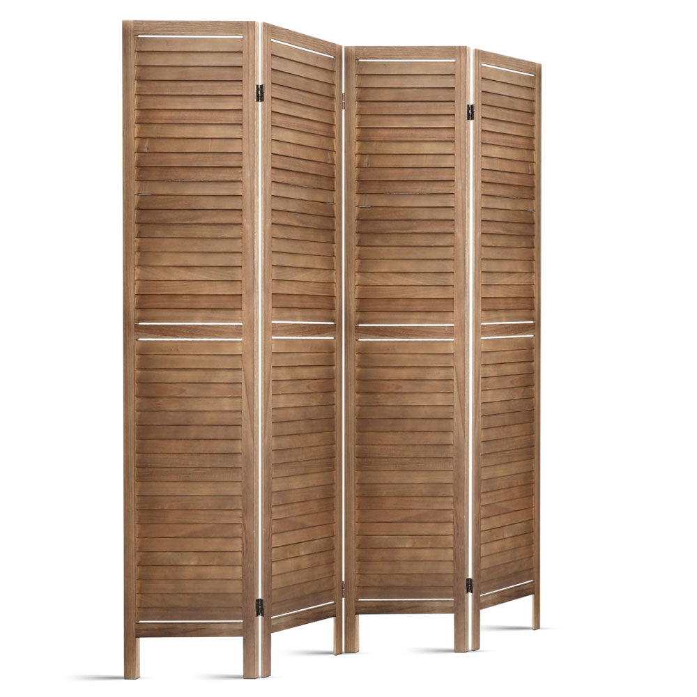 Renata Room Divider Privacy Screen Foldable Partition Stand 4 Panel Brown