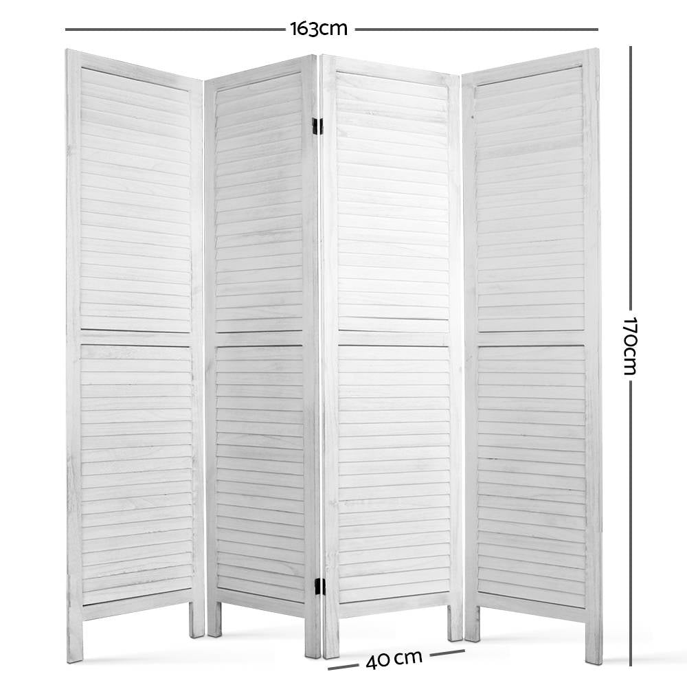 Miltiades 4 Panel Foldable Wooden Room Divider - White - Notbrand