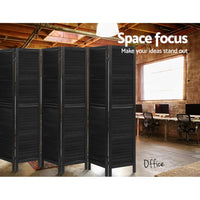 Miltiades 6 Panel Room Divider Privacy Screen - Black - Notbrand