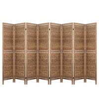 Renata Room Divider Screen 8 Panel Privacy Wood Dividers Stand Bed Timber Brown