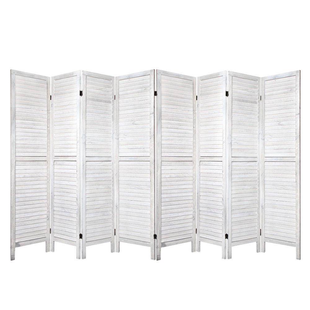 Renata Room Divider Screen 8 Panel Privacy Wood Dividers Stand Bed Timber White