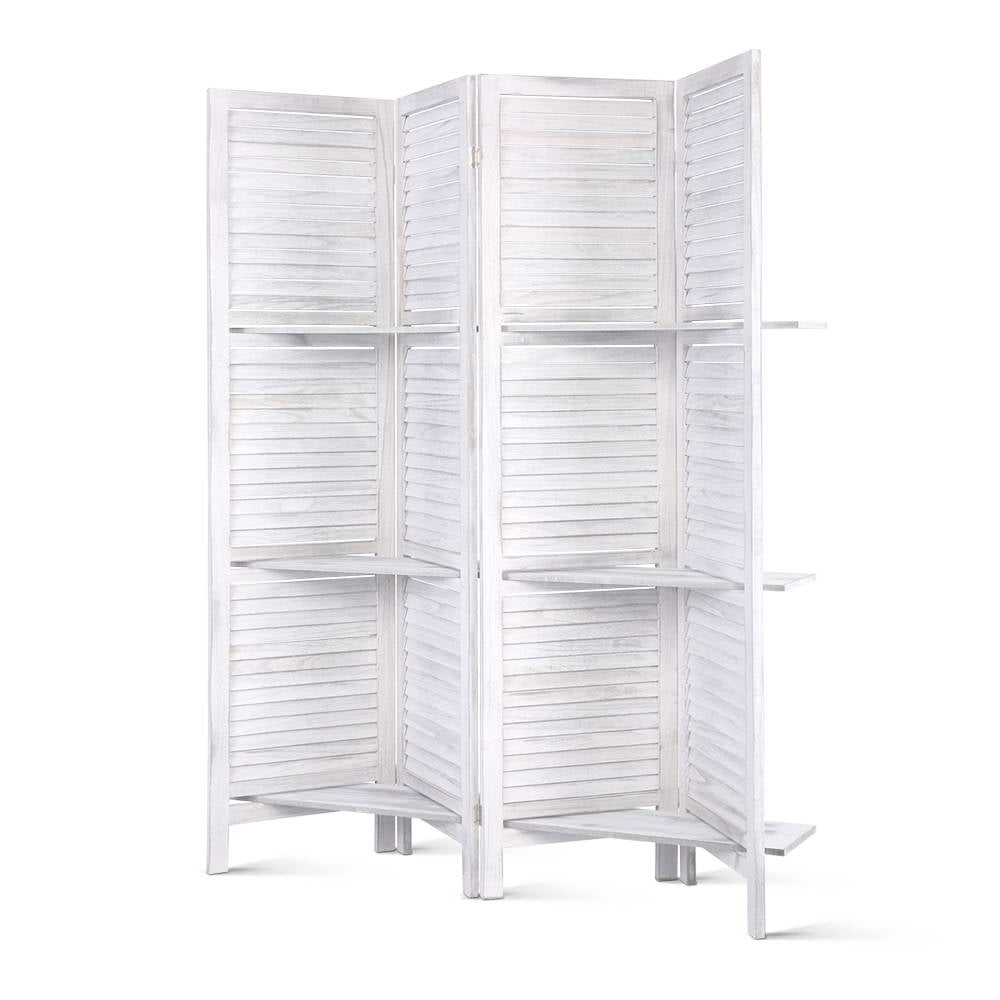 Renata Room Divider Privacy Screen Foldable Partition Stand 4 Panel White