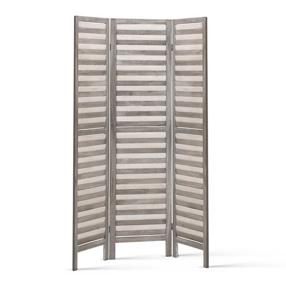 Renata Room Divider Privacy Screen Foldable Partition Stand 3 Panel Grey - Notbrand