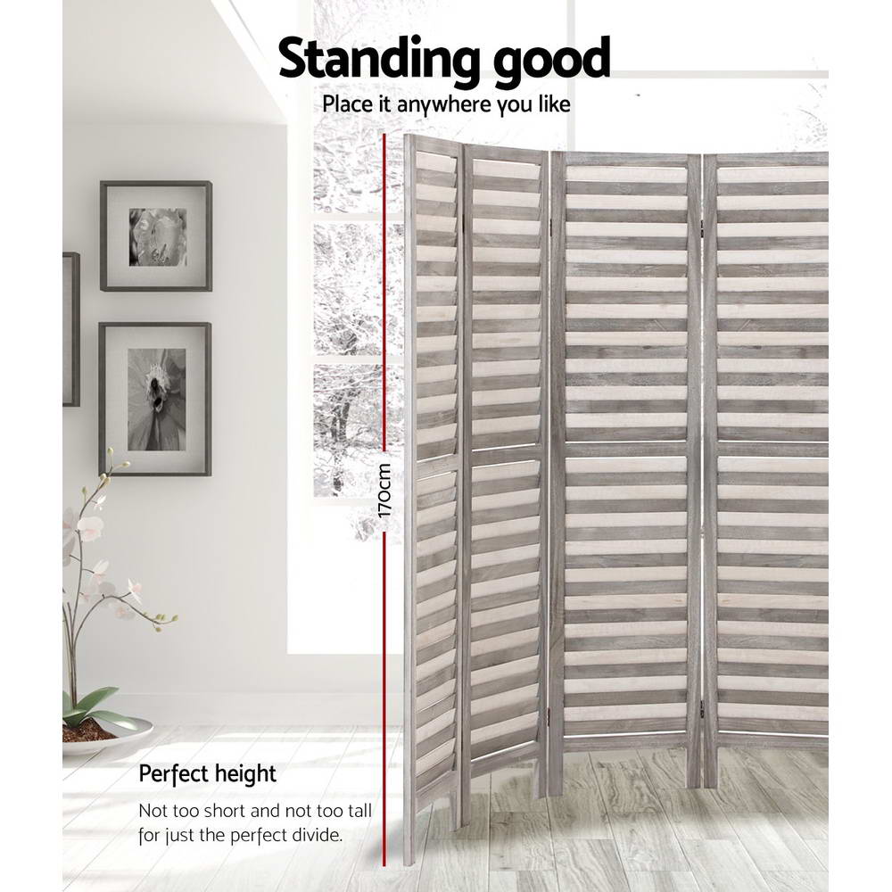 Renata 8 Panel Room Divider Screen Privacy Wood Dividers Timber Stand Grey - Notbrand
