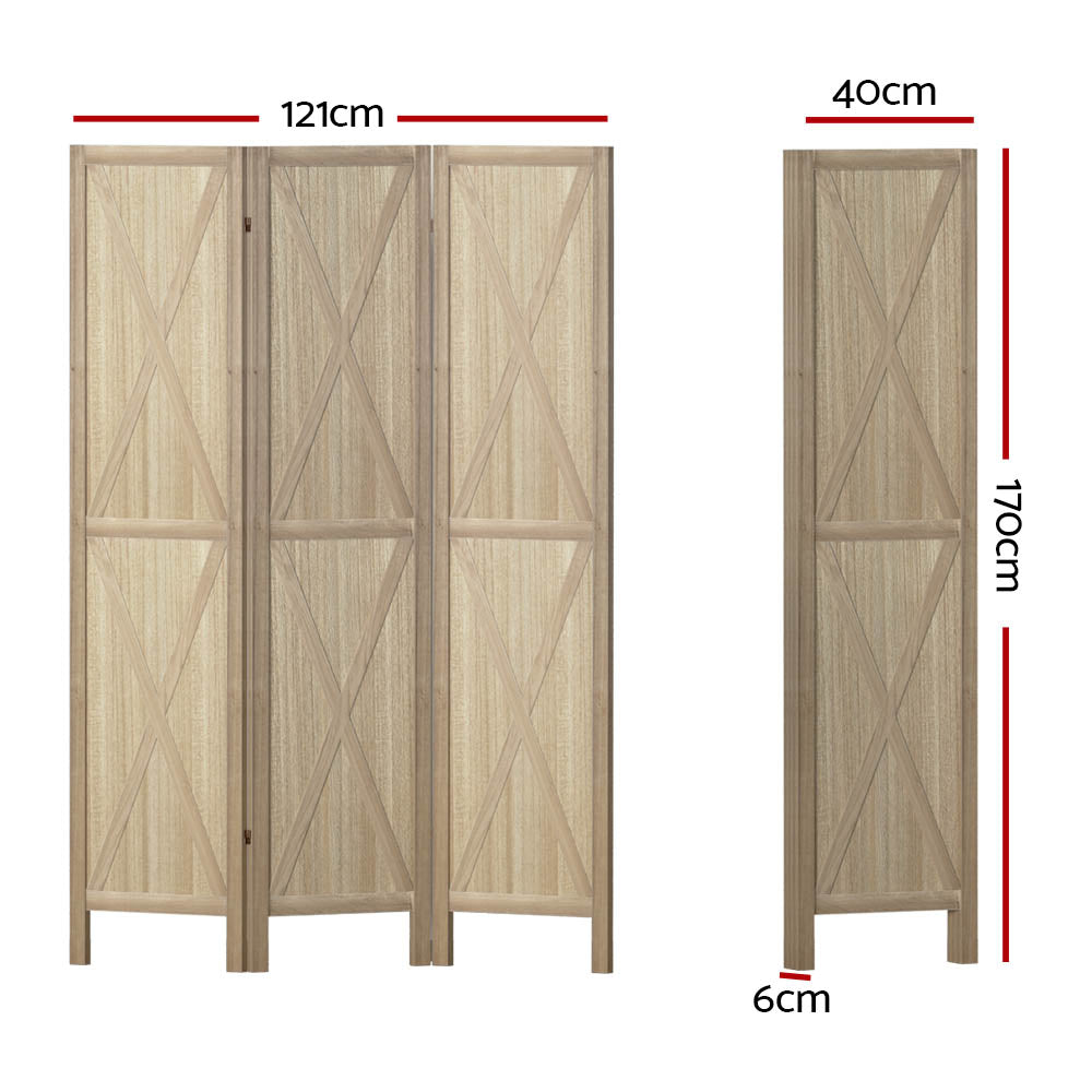 Artiss 3 Panel Silon Room Divider - Brown - Notbrand