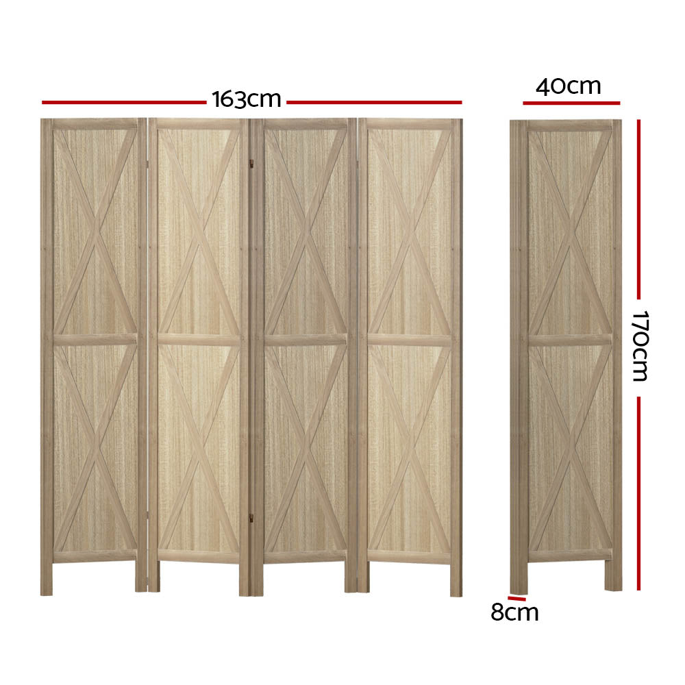 Artiss 4 Panel Silon Room Divider - Brown - Notbrand