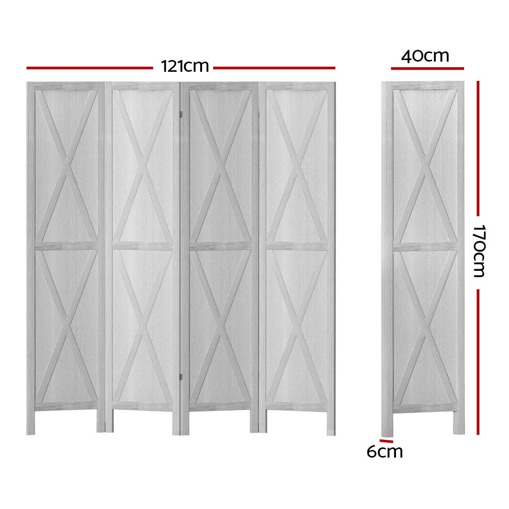 Artiss 4 Panel Silon Room Divider - White - Notbrand