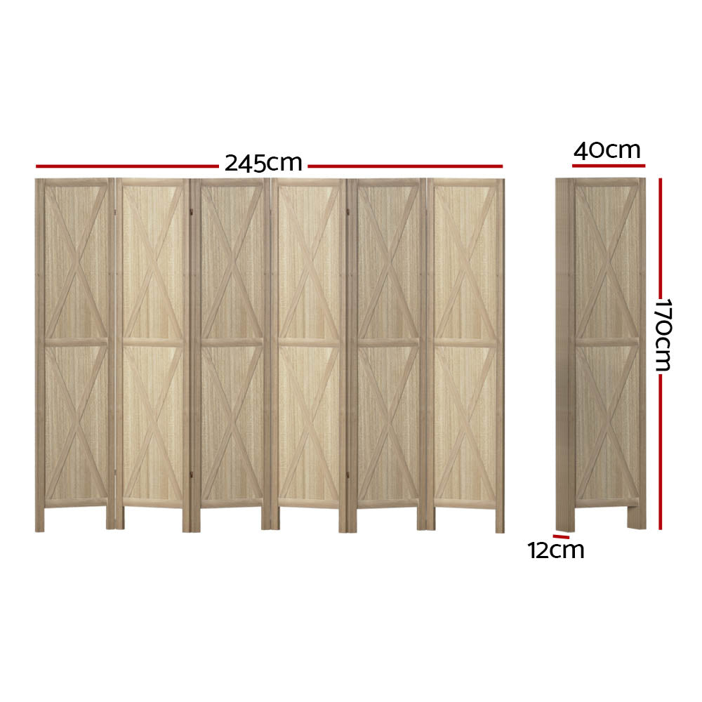 Artiss 6 Panel Silon Room Divider - Brown - Notbrand
