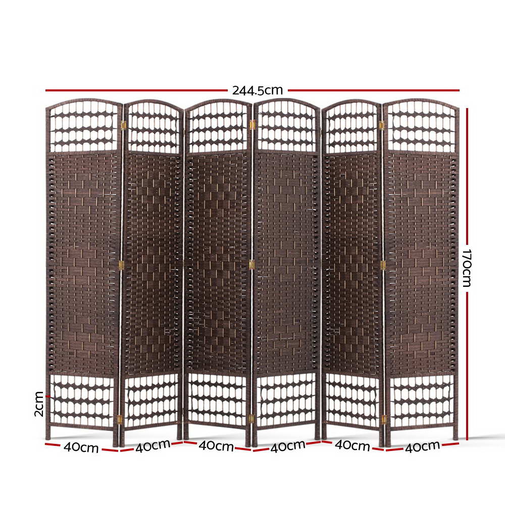 Avilius 6 Panel Room Divider - Brown - Notbrand