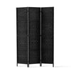 Renata 3 Panel Room Divider Privacy Screen Rattan Woven Wood Stand Black
