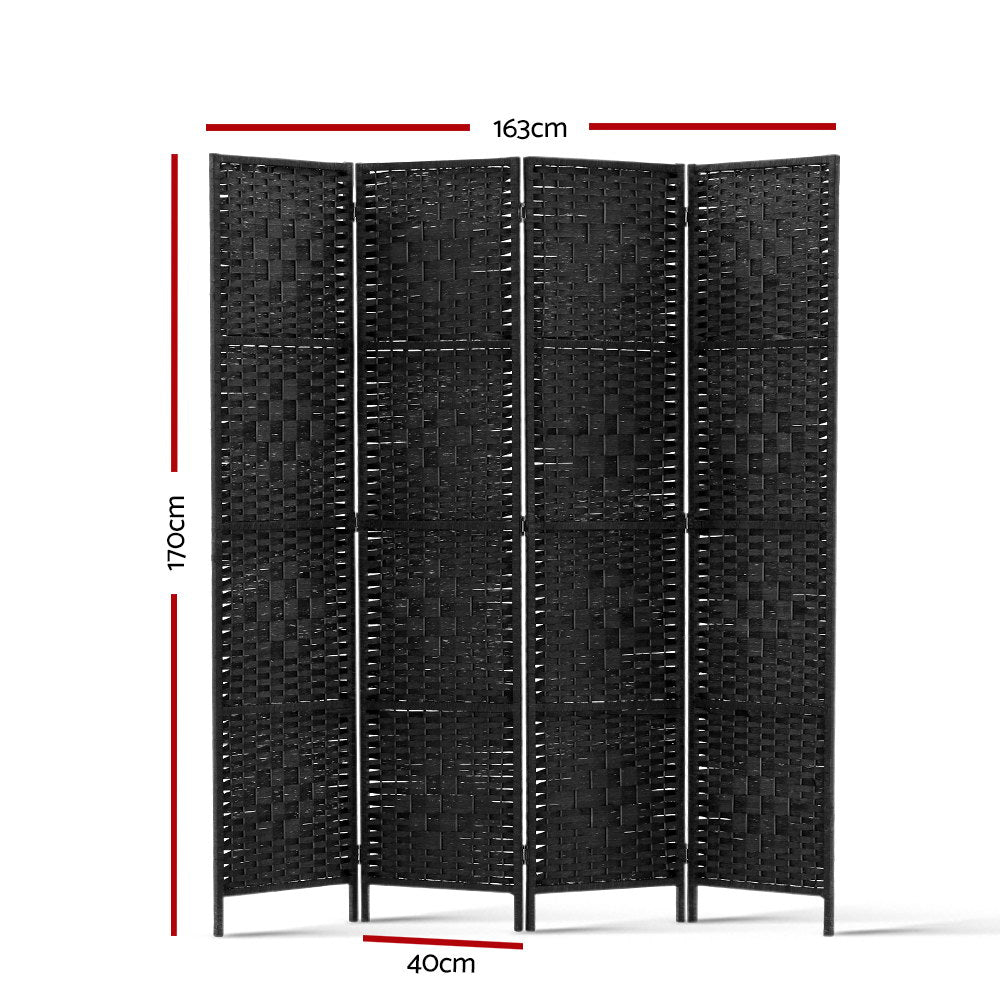 Damasus 4 Panel Room Divider Privacy Screen - Black - Notbrand