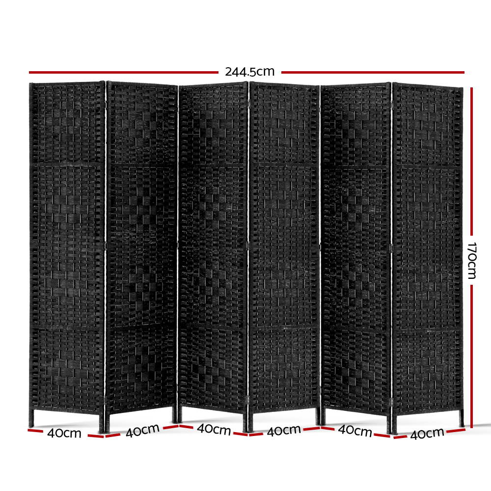 Damasus 6 Panel Room Divider - Black - Notbrand