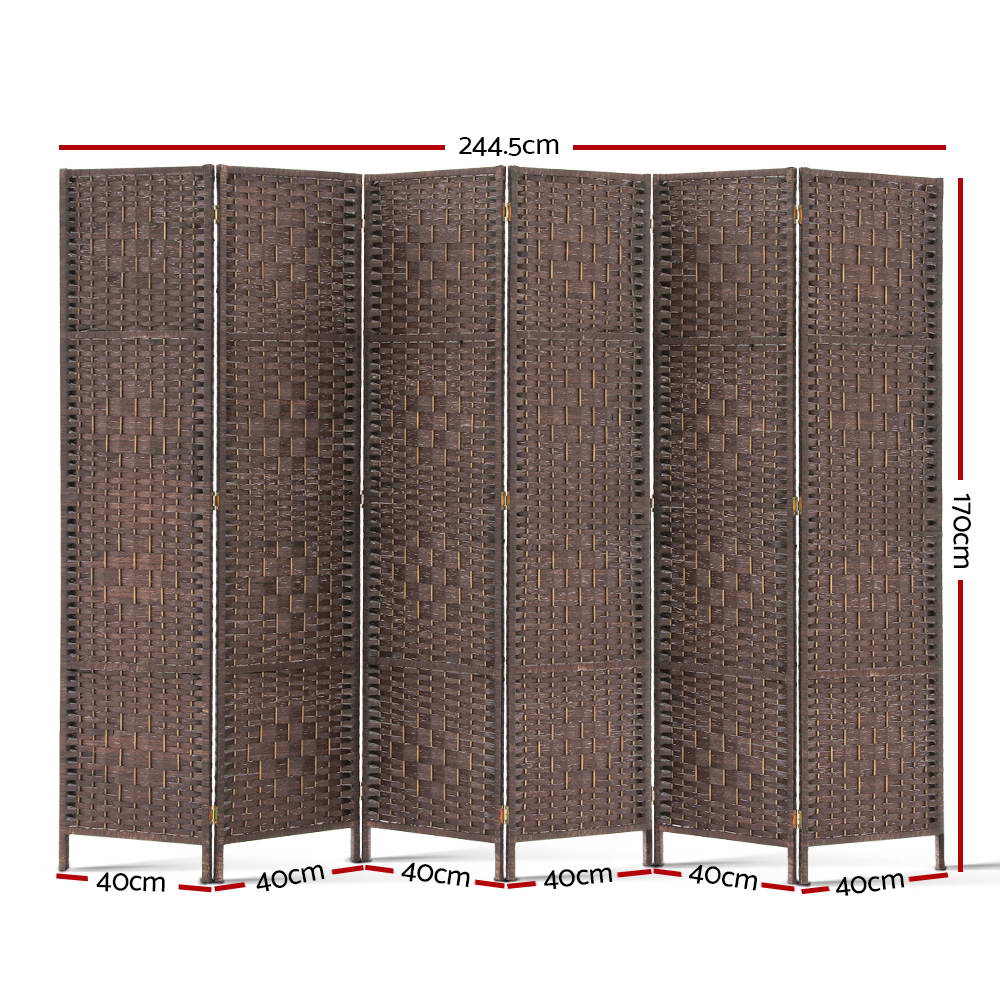 Damasus 6 Panel Room Divider - Brown - Notbrand
