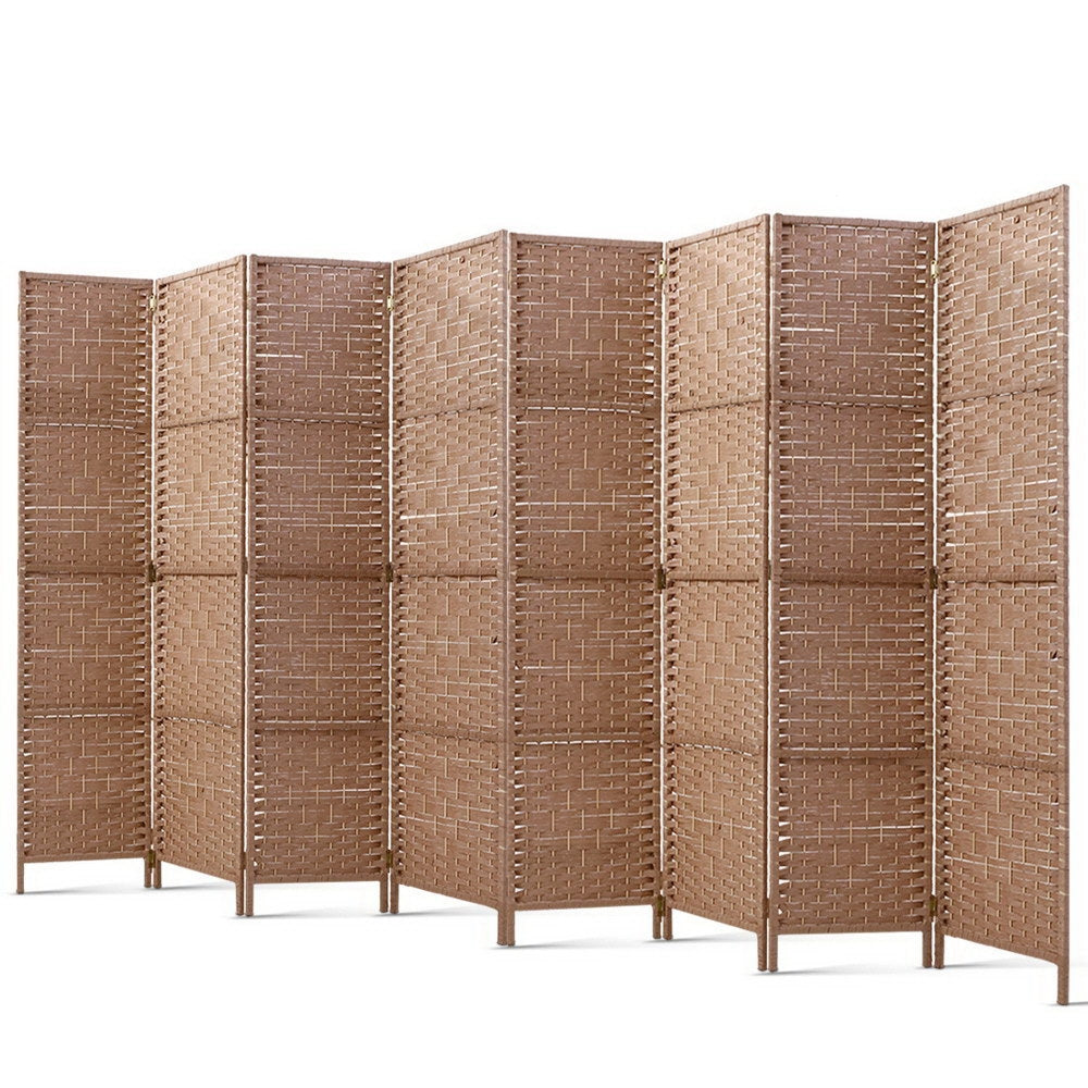 Renata 8 Panel Room Divider Screen Privacy Rattan Timber Foldable Dividers Stand Hand Woven