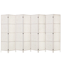 Renata 8 Panels Room Divider Screen Privacy Rattan Timber Fold Woven Stand White