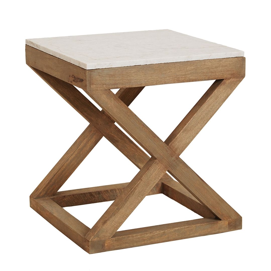Maine Wood with Marble Top Side Table - Notbrand