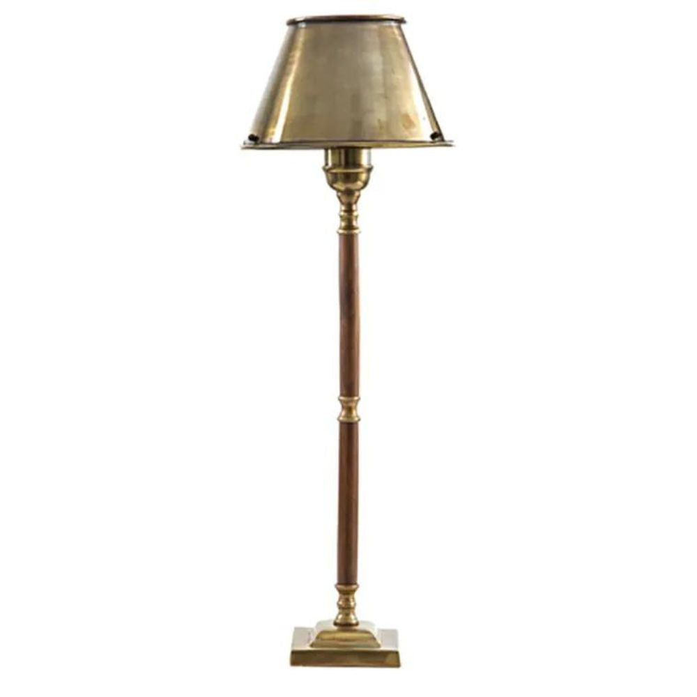 Nantucket Table Lamp - Antique Brass And Dark Wood - Notbrand