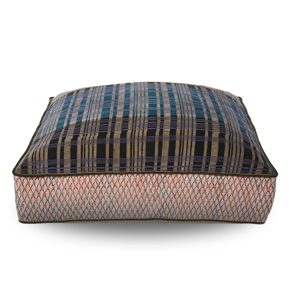 Rambagh Weave Square Floor Cushion in Velvet - Notbrand