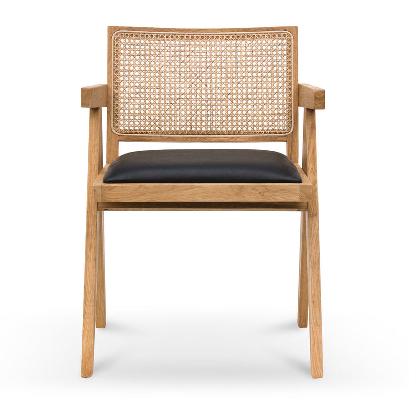Helso Rattan Dining Chair with Black Seat - Natural - Notbrand