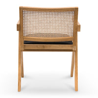 Helso Rattan Dining Chair with Black Seat - Natural - Notbrand