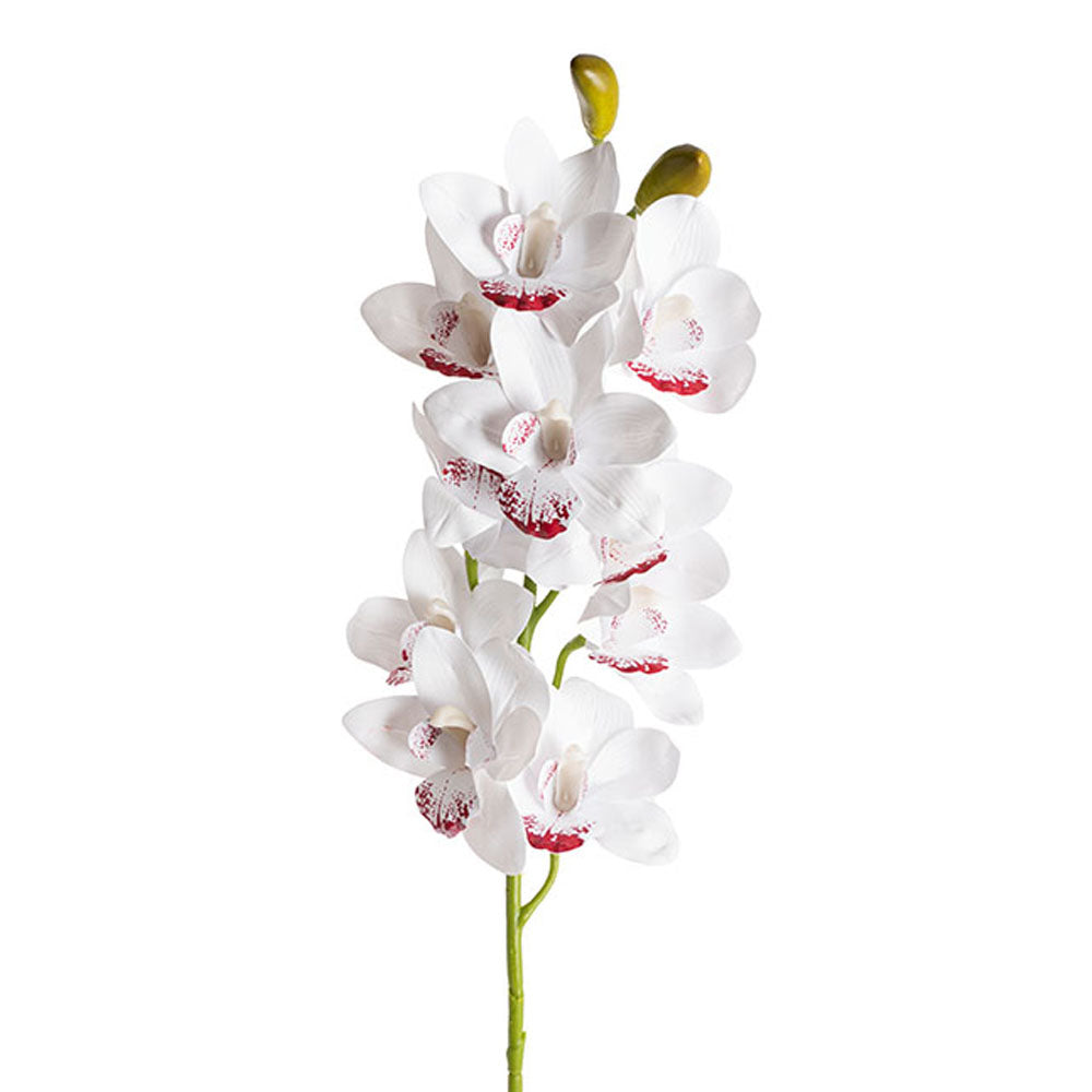 Real Look Cymbidium Orchid Spray 10 Flowers White (93cmH) - Notbrand