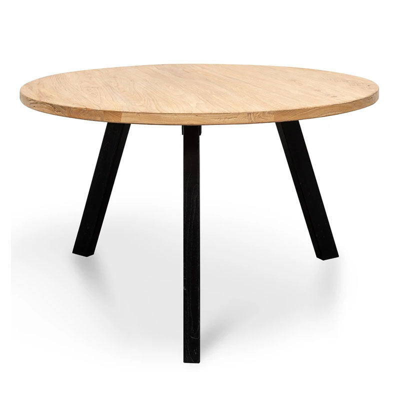 Riten Reclaimed Round Dining Table with Black Legs - Notbrand