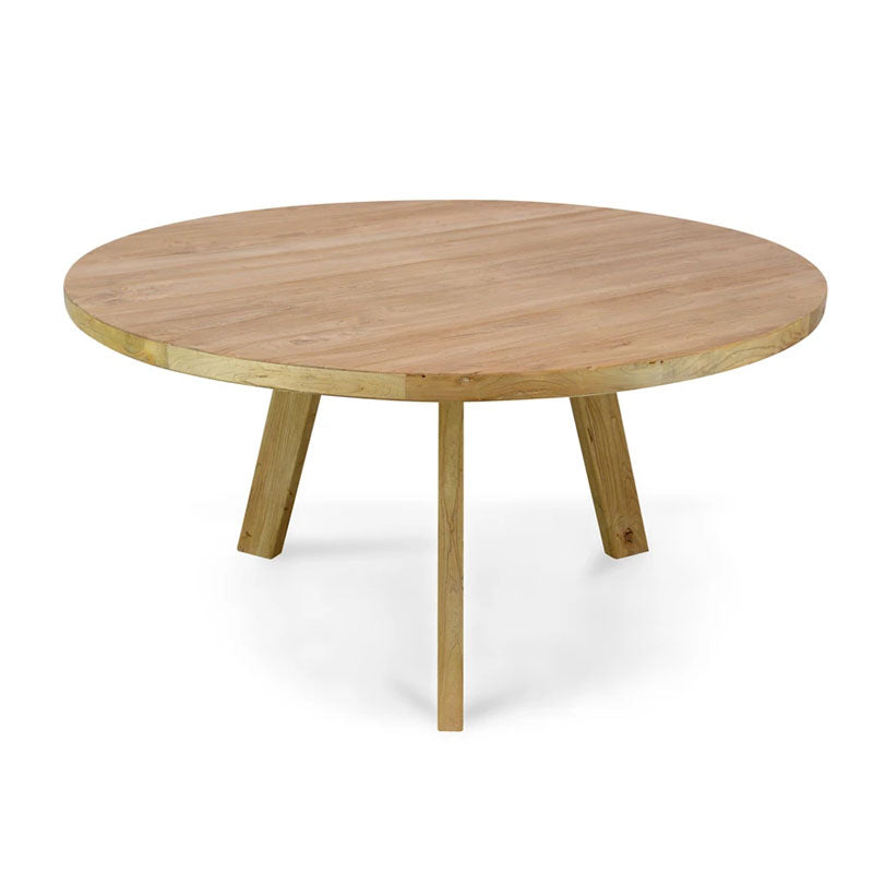 Sanity Reclaimed Elm Wood Round Dining Table - 1.5m - Notbrand