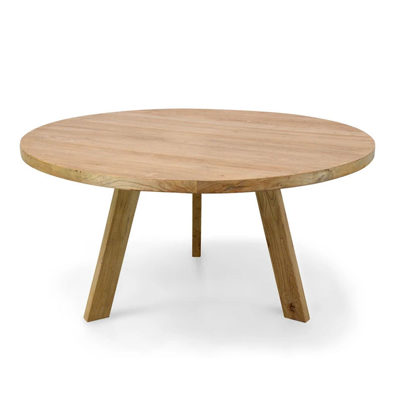 Sanity Reclaimed Elm Wood Round Dining Table - 1.5m - Notbrand