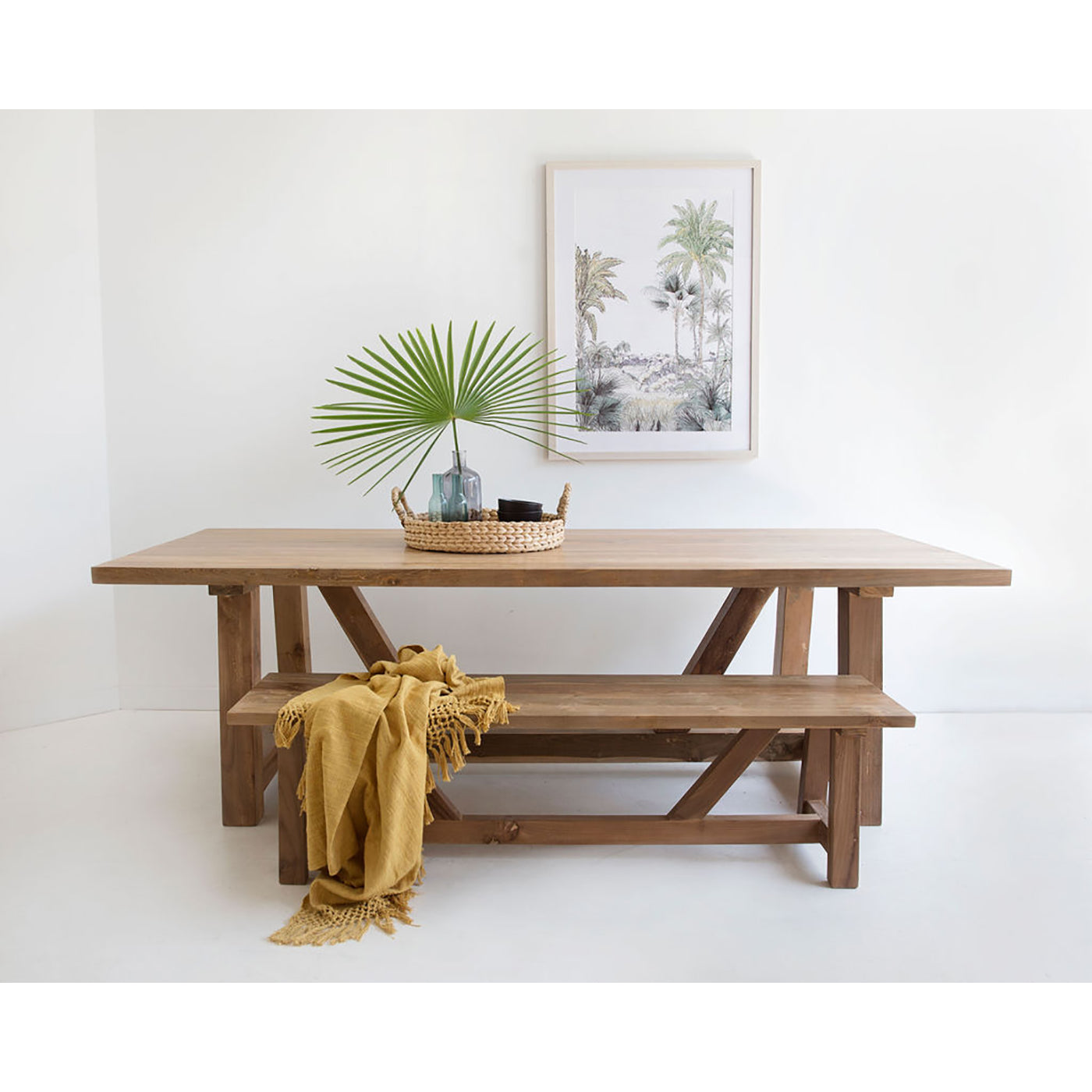 Nairye Solid Teak Farmhouse Dining Table – 3.5m - Notbrand