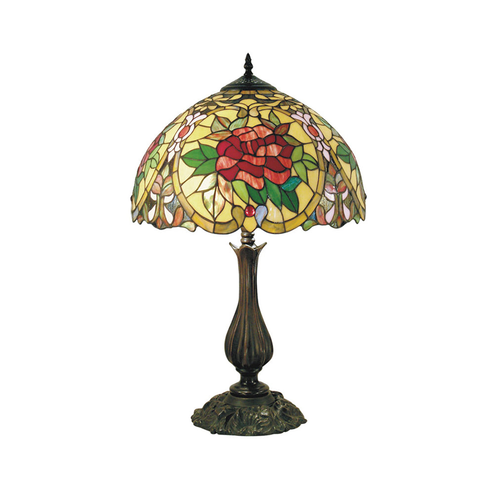 Red Camellia Tiffany Style Table Lamp - Multi - Notbrand