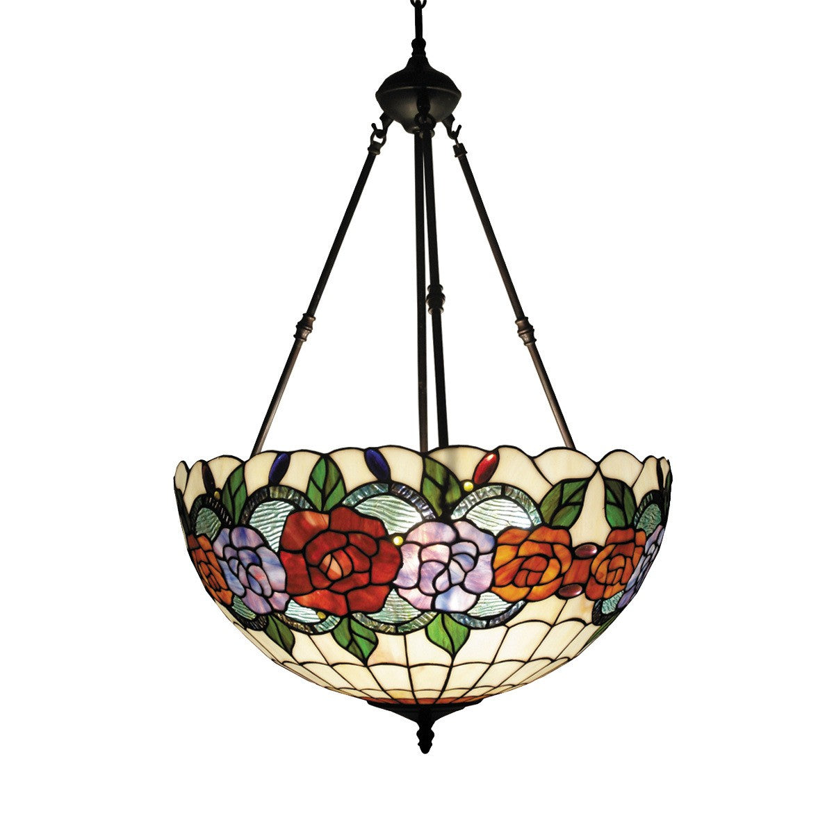 Red Rose Tiffany Style Pendent Lamp - Multi - Notbrand