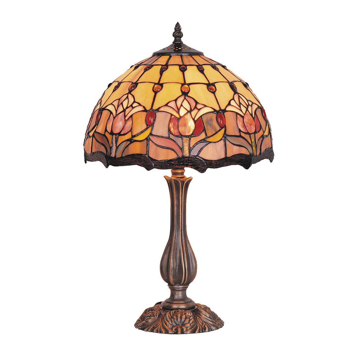 Red Tulip Tiffany Style Table Lamp - Multi - Notbrand