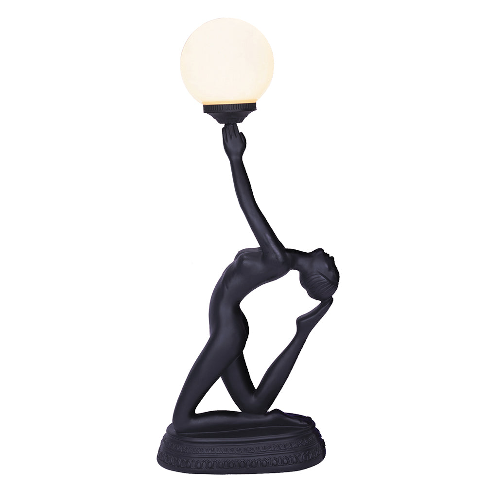 Relle Art Deco Lady Figurine Table Lamp - Black - Notbrand