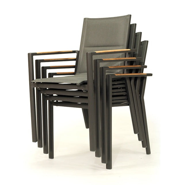Set of 4 Rian Stackable Outdoor Dining Chair -Black - Notbrand