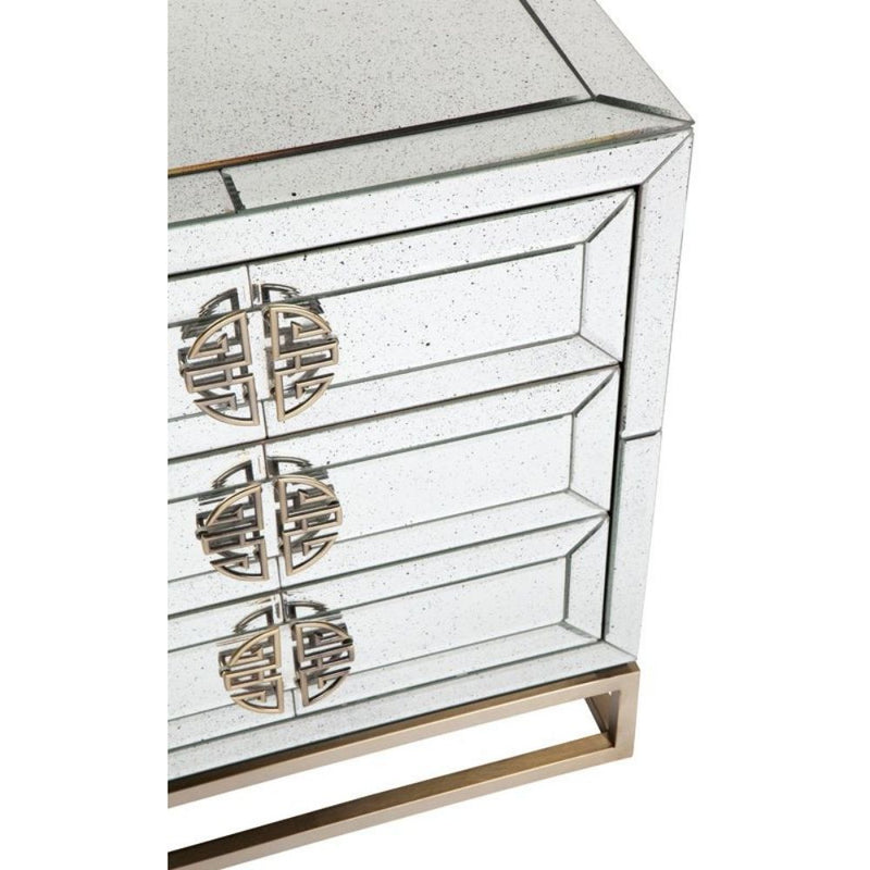 Rochester 3 Drawer Mirrored Bedside Table - Notbrand