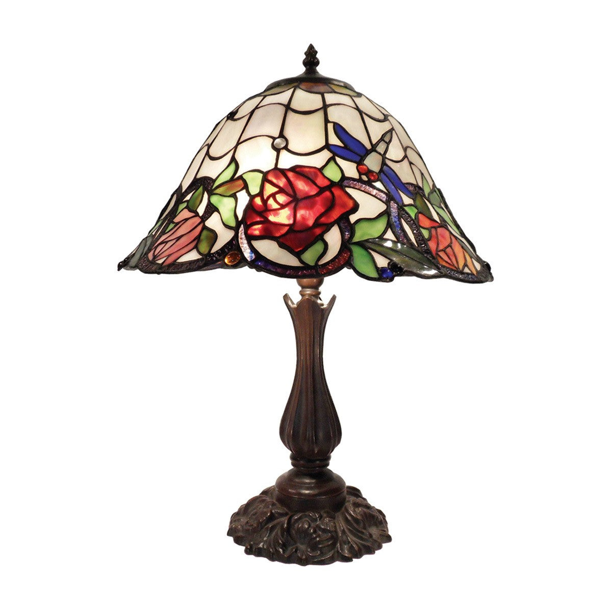 Rose and Dragonfly Tiffany Style Table Lamp - Multi - Notbrand