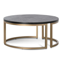 Rachel Round Coffee Table in Peppercorn and Brass - Notbrand
