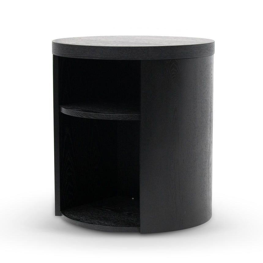 Soain Round Wooden Bedside Table - Black Mountain - Notbrand
