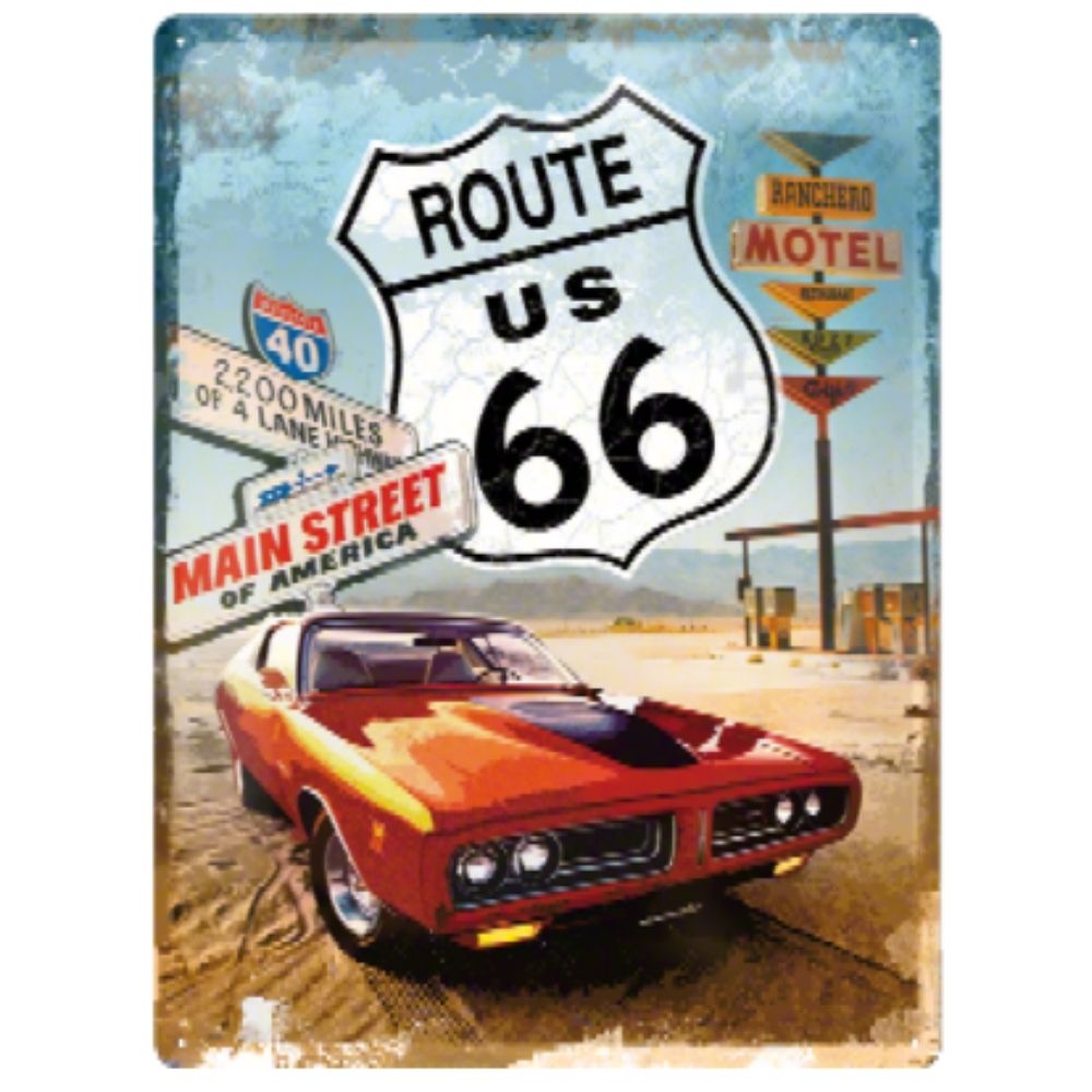 Route66 Red Car - Large Sign - NotBrand