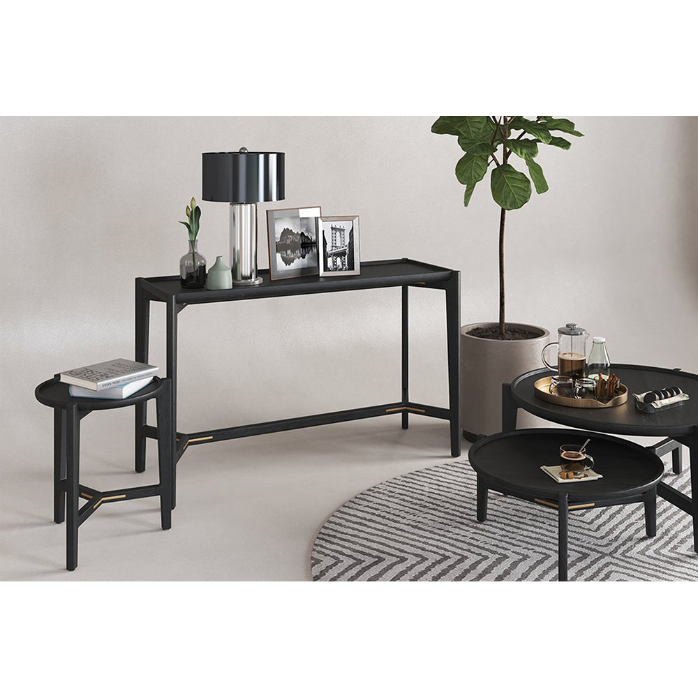 Riley Teak Coffee Table in Black – 60cm - Notbrand