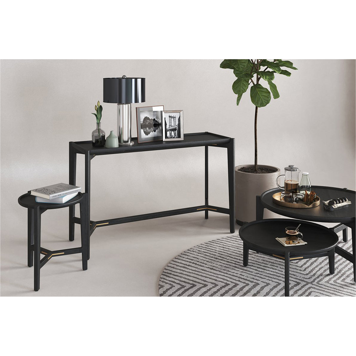 Riley Teak Coffee Table in Black – 80cm - Notbrand