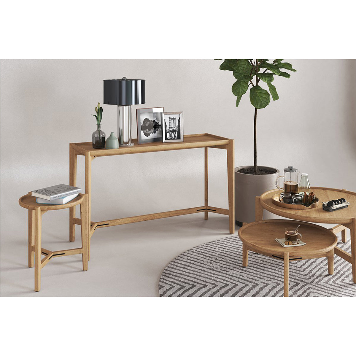 Riley Solid Teak Console Table in Natural - 150cm - Notbrand